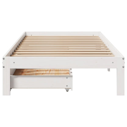 Estrutura de cama com gavetas 75x190 cm pinho maciço branco