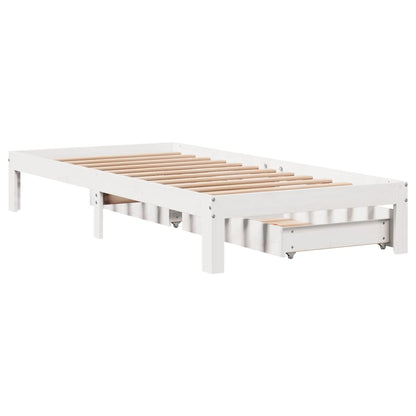 Estrutura de cama com gavetas 90x190 cm pinho maciço branco