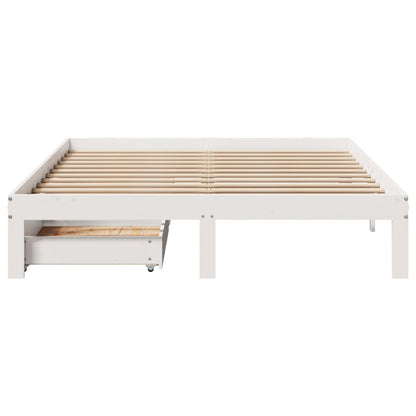 Estrutura de cama com gavetas 120x190 cm pinho maciço branco