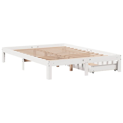 Estrutura de cama com gavetas 120x190 cm pinho maciço branco