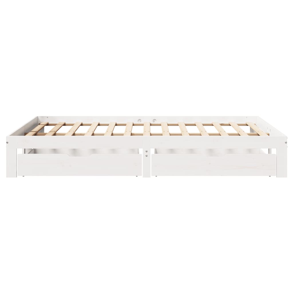 Estrutura de cama com gavetas 135x190 cm pinho maciço branco