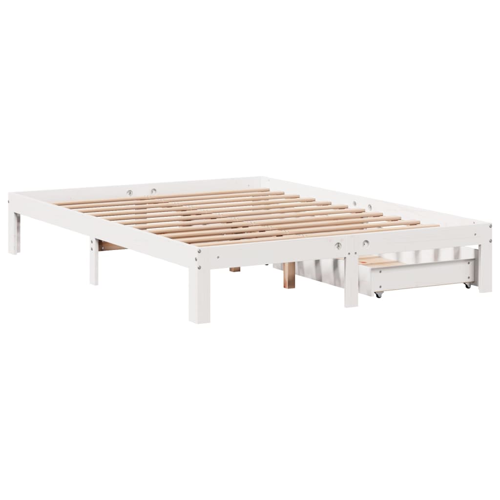 Estrutura de cama com gavetas 135x190 cm pinho maciço branco