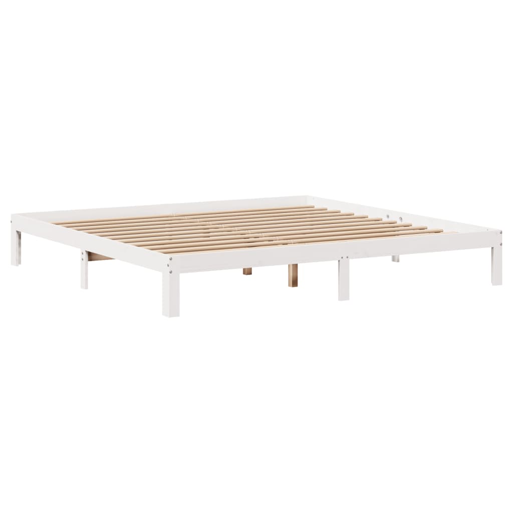 Estrutura de cama c/ gavetas 200x200 cm pinho maciço branco