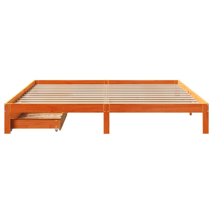 Estrutura de cama c/ gavetas 180x200 cm pinho castanho cera