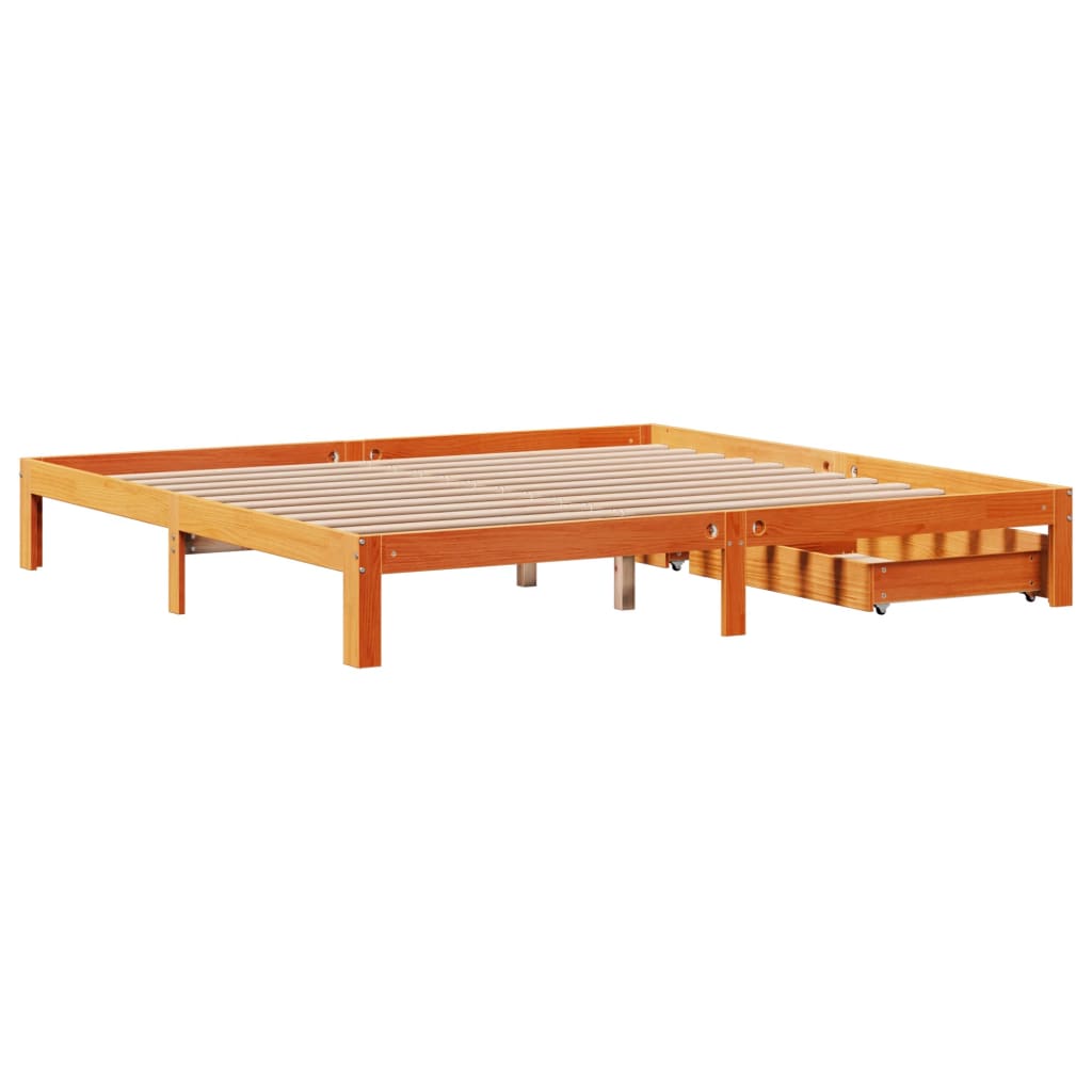 Estrutura de cama c/ gavetas 180x200 cm pinho castanho cera