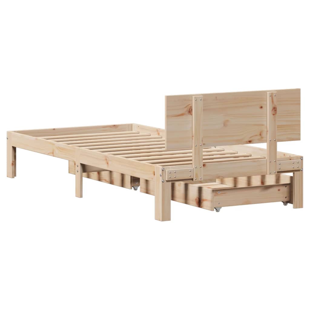 Estrutura de cama com gavetas 75x190 cm madeira de pinho maciça