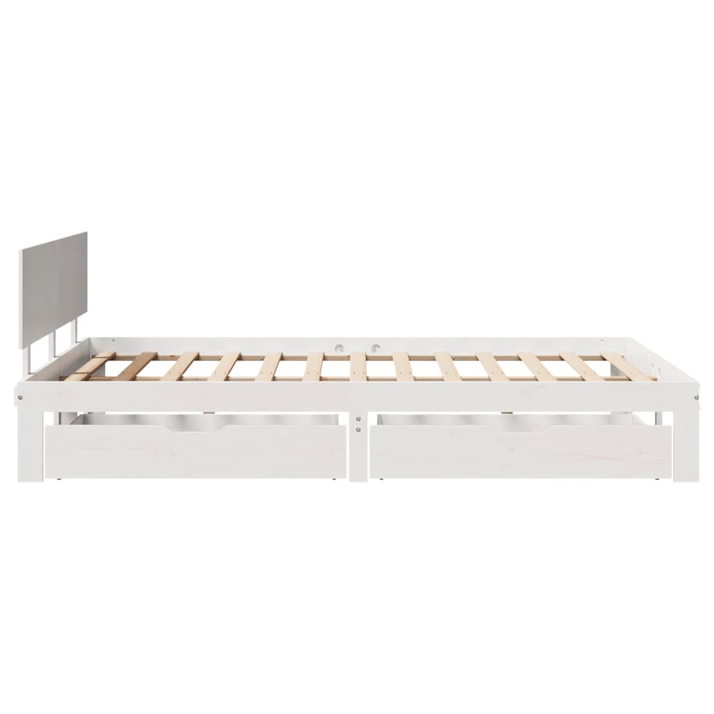 Estrutura de cama com gavetas 135x190 cm pinho maciço branco