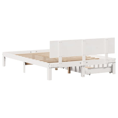 Estrutura de cama com gavetas 135x190 cm pinho maciço branco