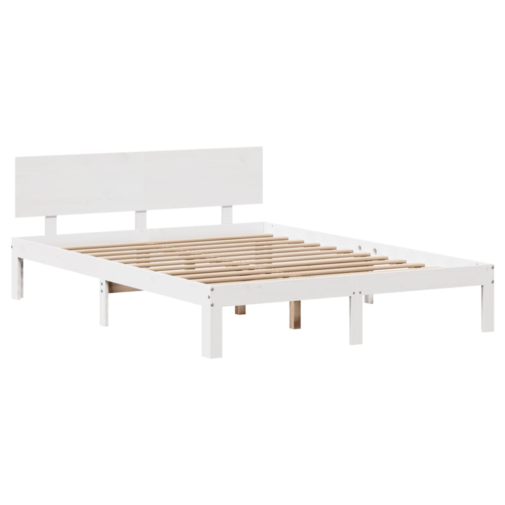 Estrutura de cama com gavetas 140x190 cm pinho maciço branco