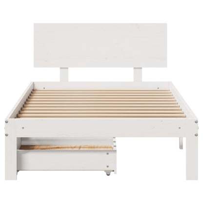 Estrutura de cama c/ gavetas 90x200 cm pinho maciço branco