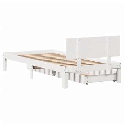 Estrutura de cama c/ gavetas 90x200 cm pinho maciço branco