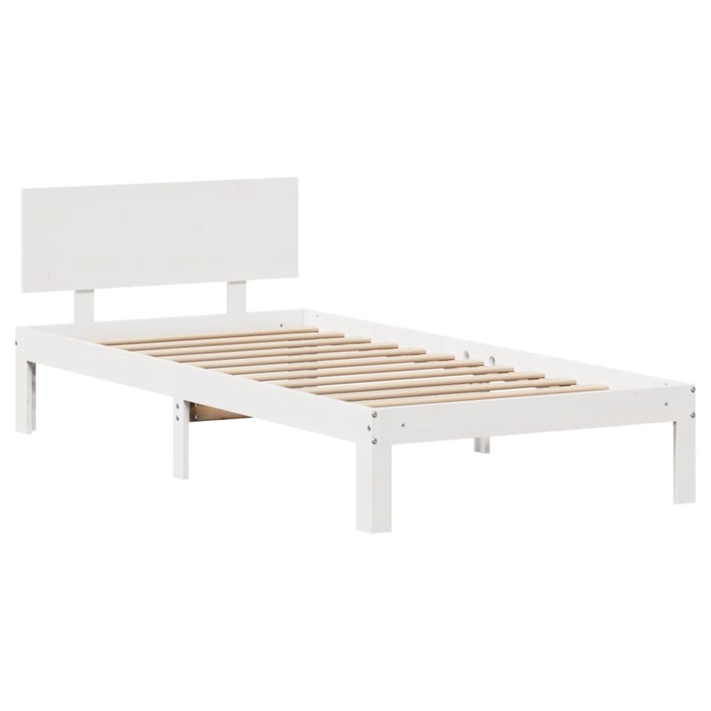 Estrutura de cama c/ gavetas 90x200 cm pinho maciço branco