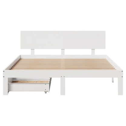 Estrutura de cama c/ gavetas 150x200 cm pinho maciço branco