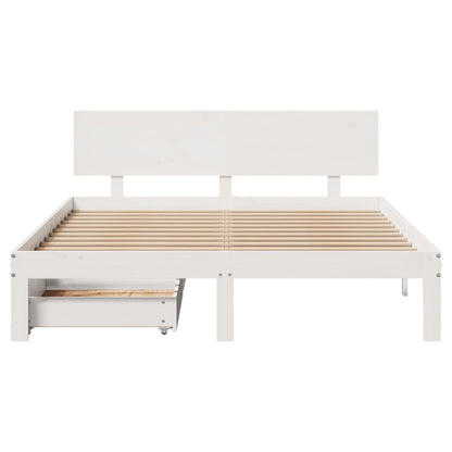 Estrutura de cama com gavetas 160x200 cm pinho maciço branco