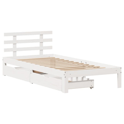 Estrutura de cama com gavetas 90x190 cm pinho maciço branco