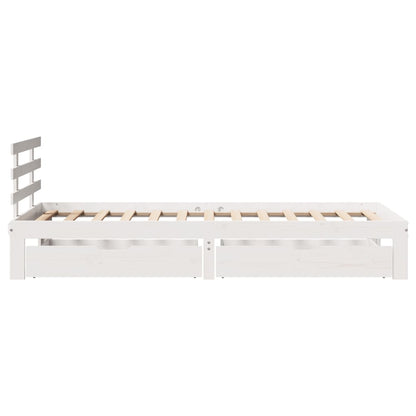 Estrutura de cama com gavetas 90x190 cm pinho maciço branco