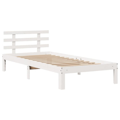 Estrutura de cama com gavetas 90x190 cm pinho maciço branco