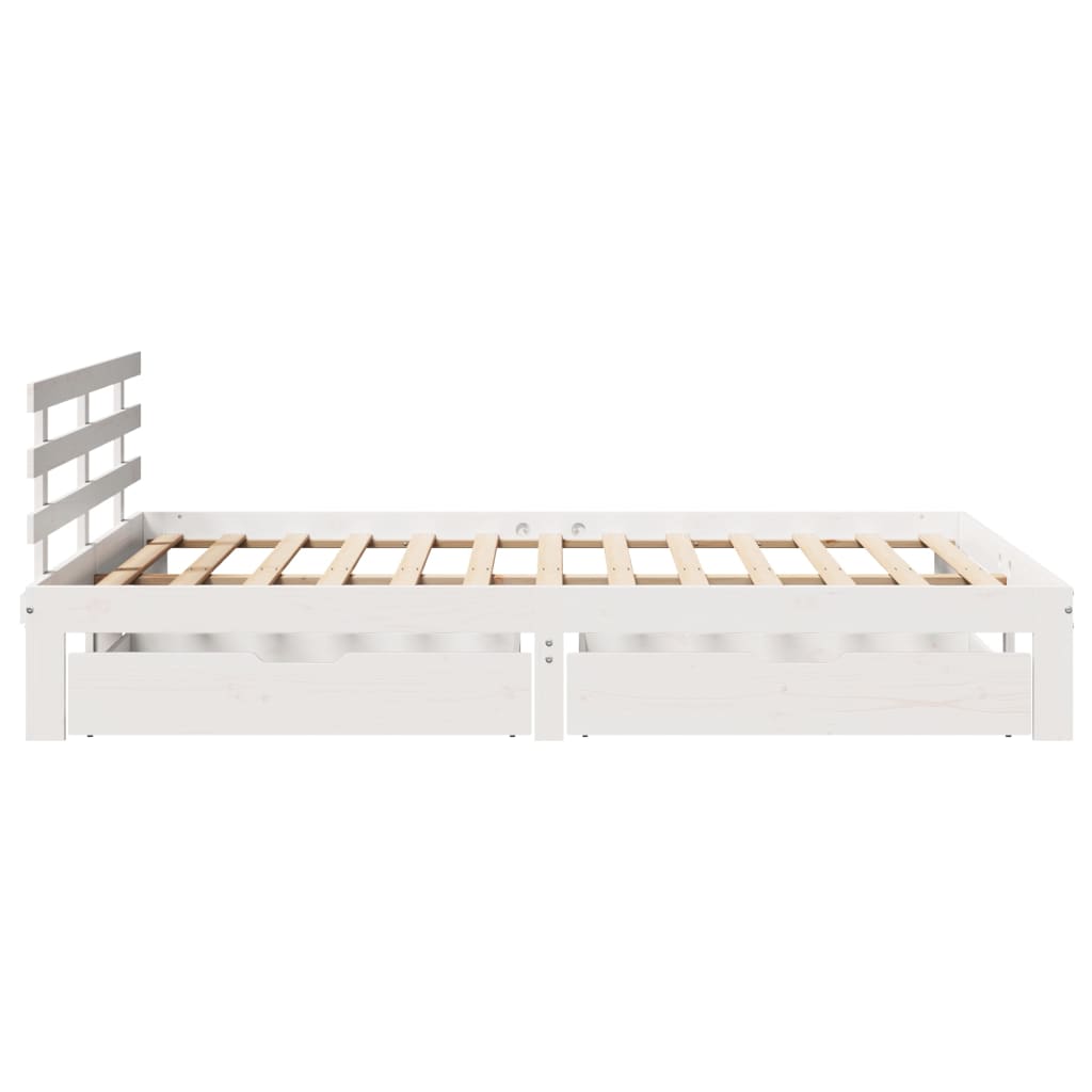 Estrutura de cama com gavetas 120x190 cm pinho maciço branco