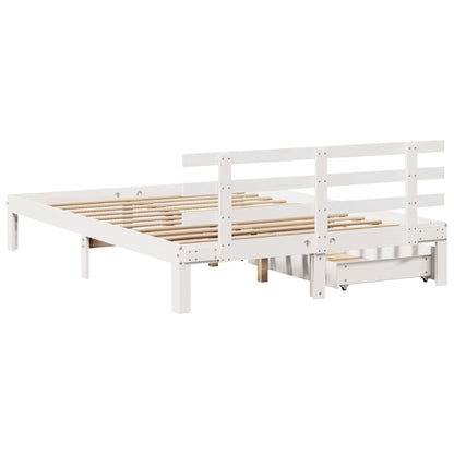 Estrutura de cama com gavetas 120x190 cm pinho maciço branco