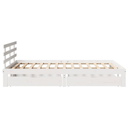 Estrutura de cama com gavetas 140x190 cm pinho maciço branco