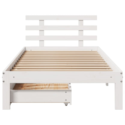 Estrutura de cama c/ gavetas 90x200 cm pinho maciço branco