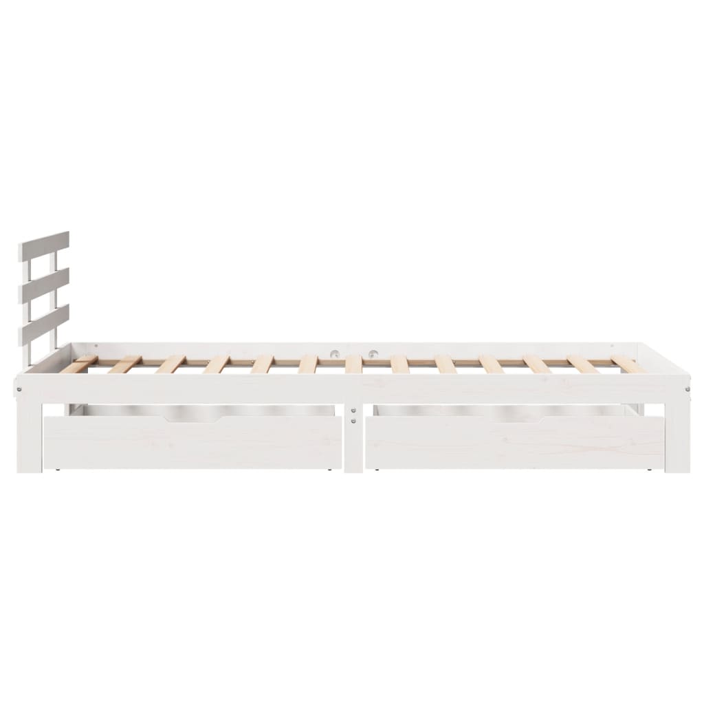 Estrutura de cama c/ gavetas 90x200 cm pinho maciço branco