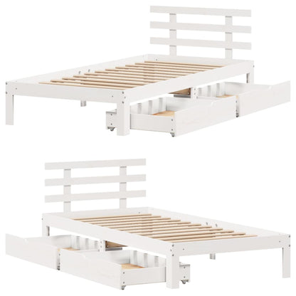 Estrutura de cama c/ gavetas 100x200 cm pinho maciço branco