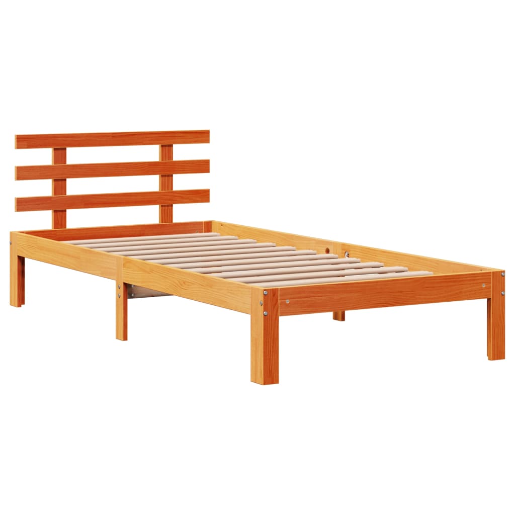 Estrutura de cama c/ gavetas 75x190cm pinho maciço castanho-mel