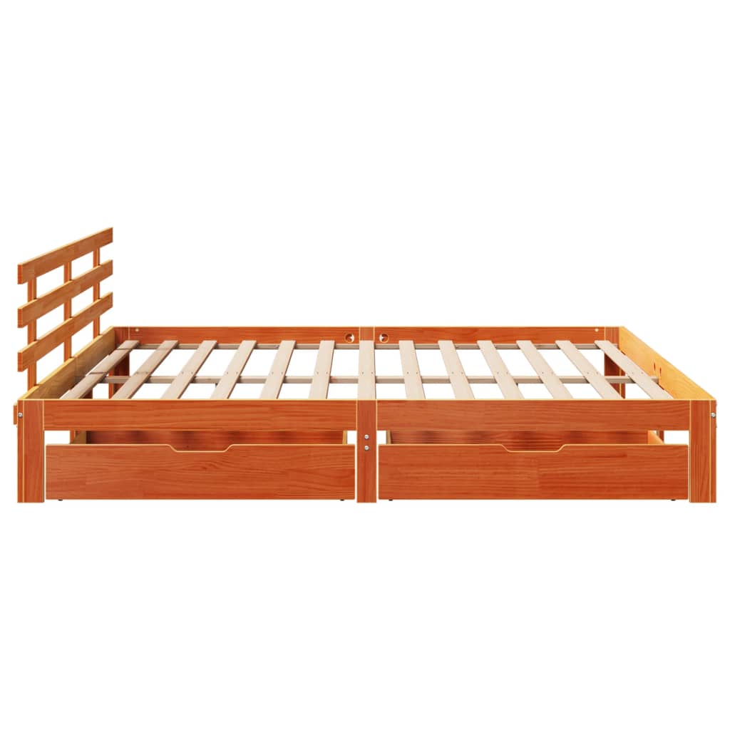 Estrutura de cama c/ gavetas 180x200 cm pinho castanho cera