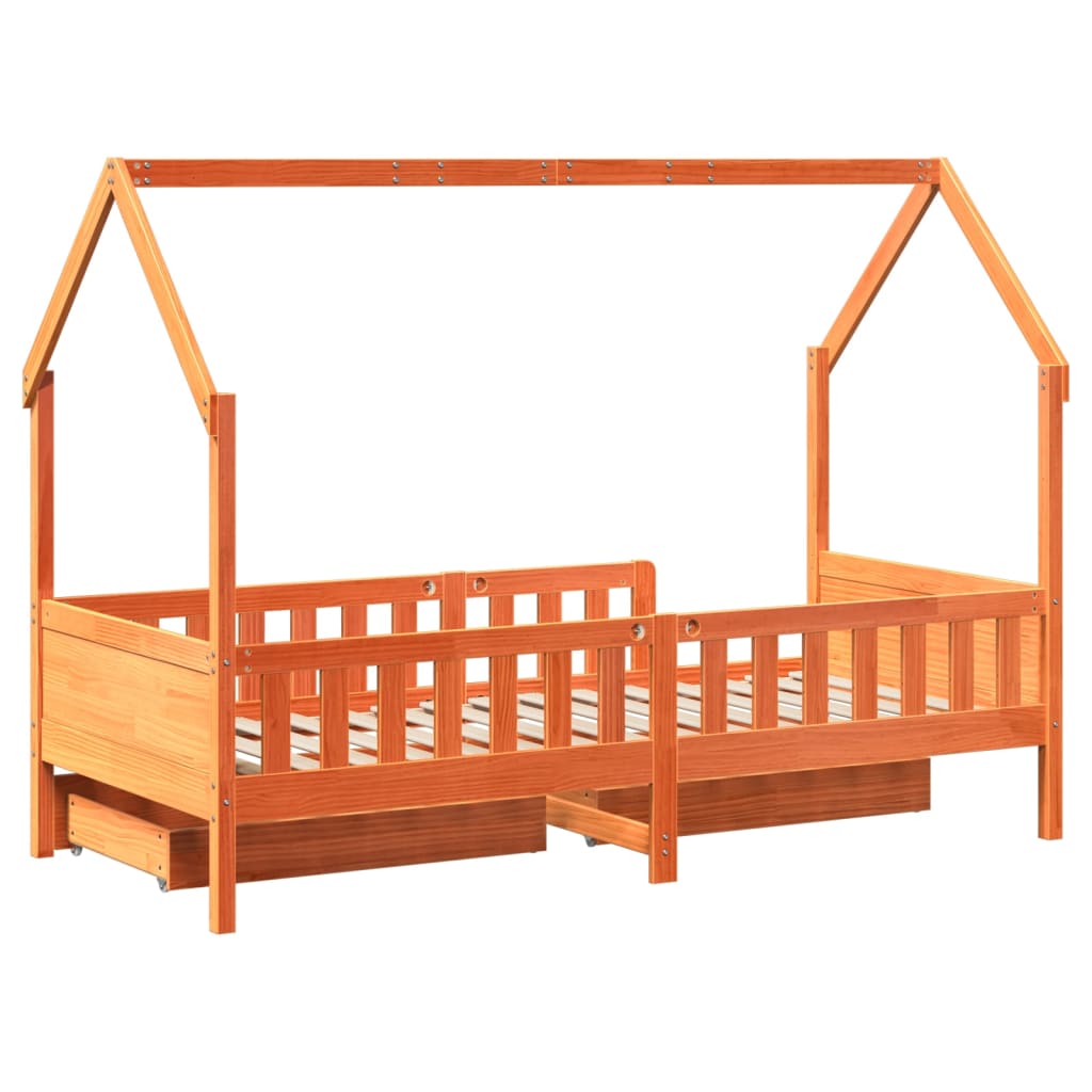 Estrutura de cama infantil c/ gavetas 90x200 cm pinho maciço