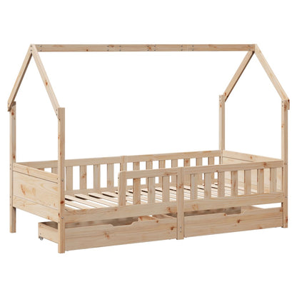 Estrutura de cama infantil c/ gavetas 90x190 cm pinho maciço