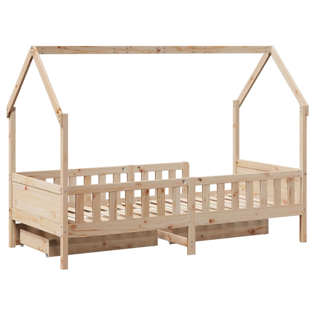 Estrutura de cama infantil c/ gavetas 90x190 cm pinho maciço