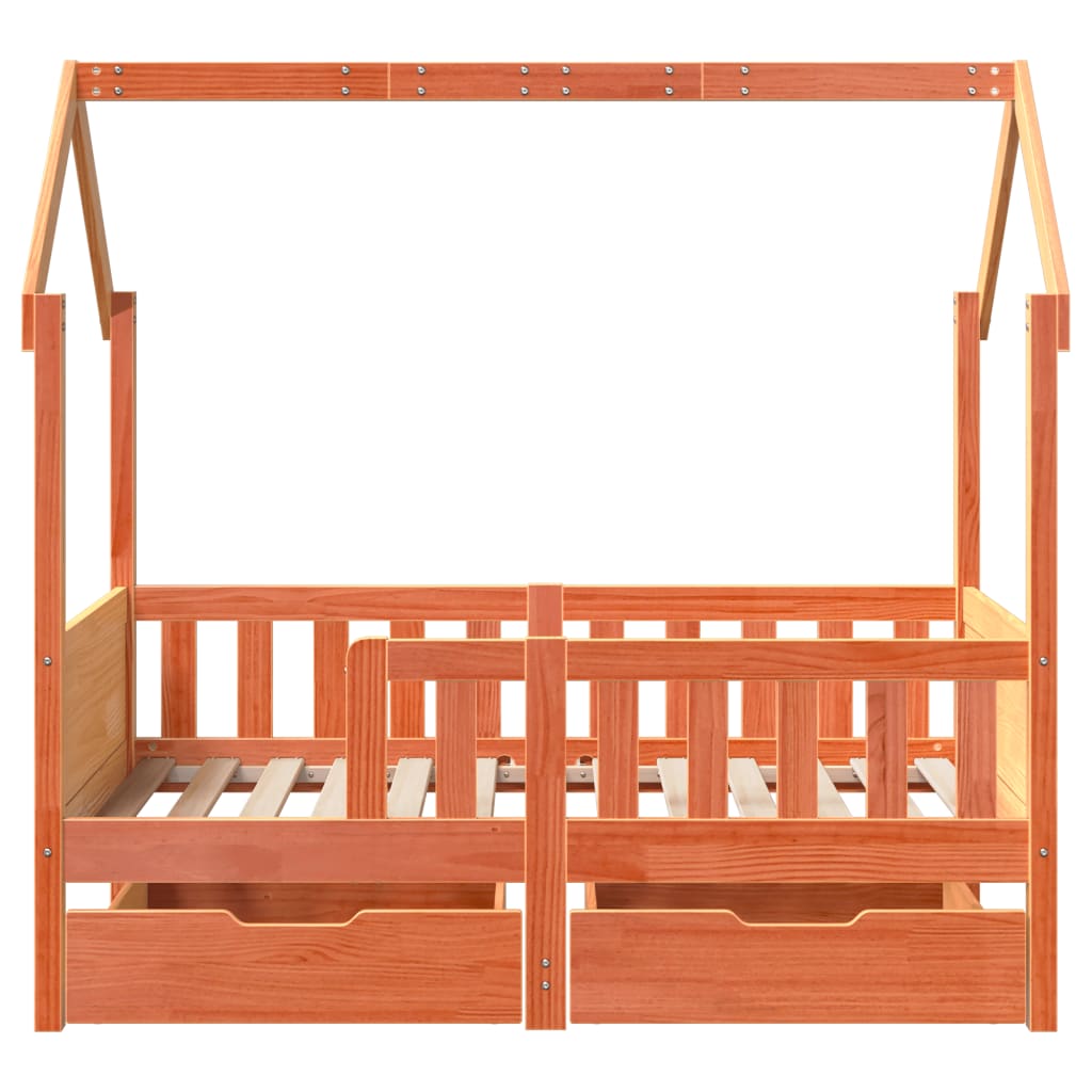 Estrutura de cama infantil c/ gavetas 70x140 cm pinho maciço