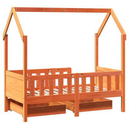 Estrutura de cama infantil c/ gavetas 70x140 cm pinho maciço