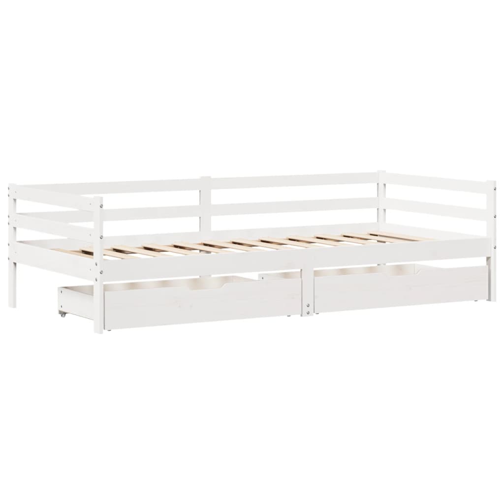 Sofá-cama c/ gavetas 90x200cm madeira de pinho maciça branco