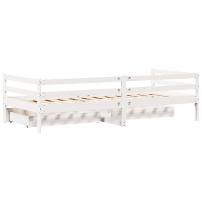 Sofá-cama c/ gavetas 90x200cm madeira de pinho maciça branco