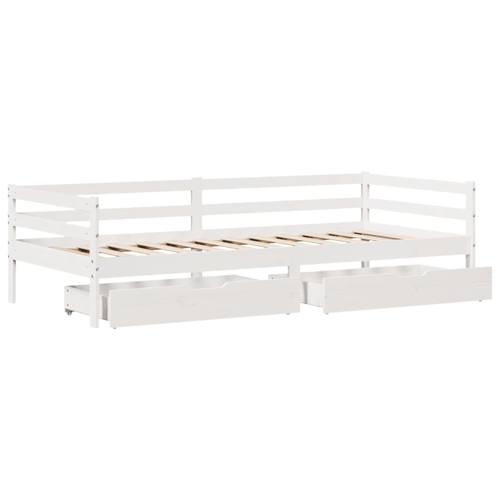 Sofá-cama c/ gavetas 90x200cm madeira de pinho maciça branco