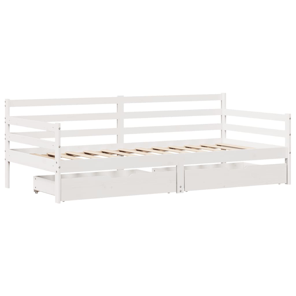 Sofá-cama c/ gavetas 90x200cm madeira de pinho maciça branco