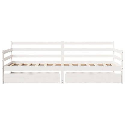 Sofá-cama c/ gavetas 90x200cm madeira de pinho maciça branco