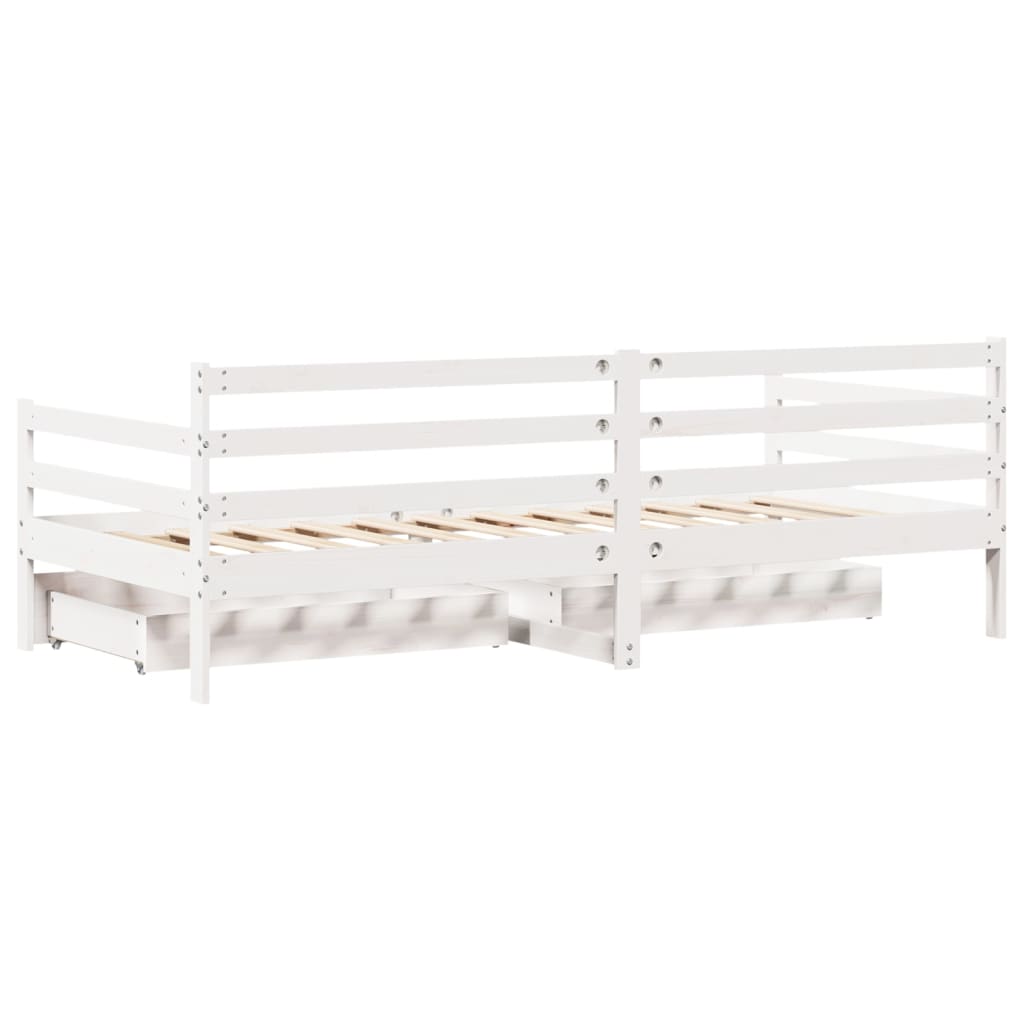 Sofá-cama c/ gavetas 90x200cm madeira de pinho maciça branco