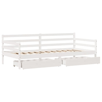 Sofá-cama c/ gavetas 90x200cm madeira de pinho maciça branco