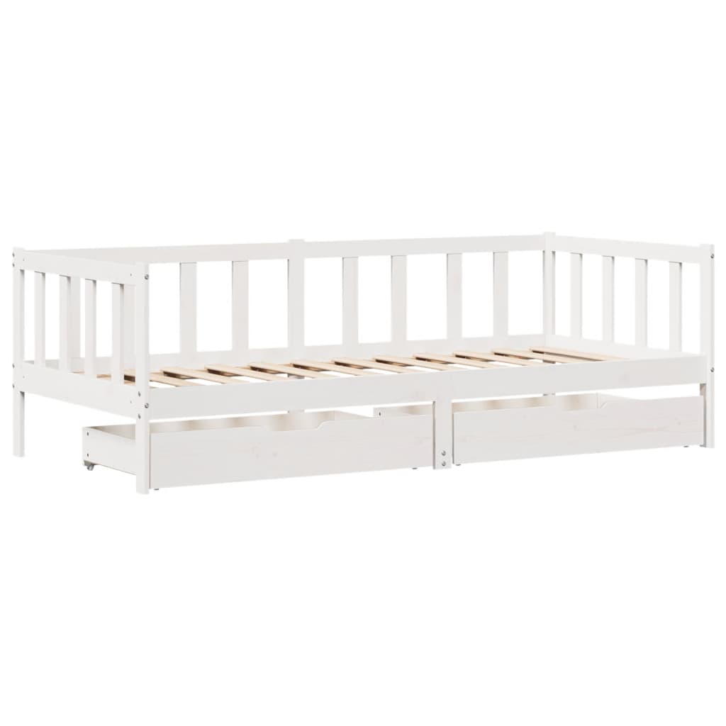 Sofá-cama c/ gavetas 90x200cm madeira de pinho maciça branco