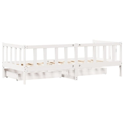 Sofá-cama c/ gavetas 90x200cm madeira de pinho maciça branco