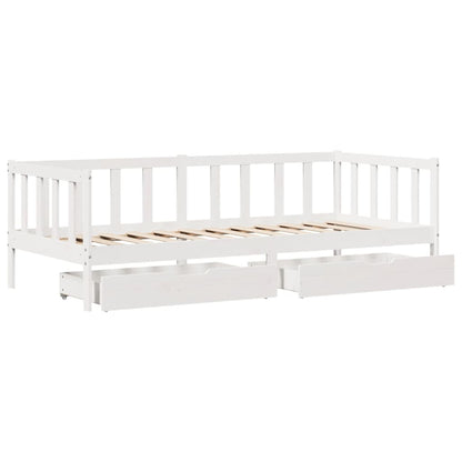 Sofá-cama c/ gavetas 90x200cm madeira de pinho maciça branco