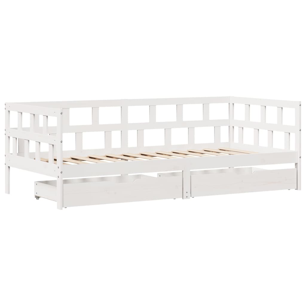 Sofá-cama c/ gavetas 90x200cm madeira de pinho maciça branco