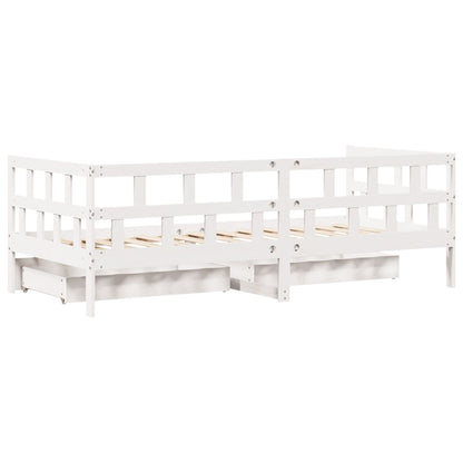 Sofá-cama c/ gavetas 90x200cm madeira de pinho maciça branco