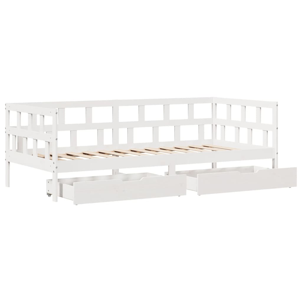 Sofá-cama c/ gavetas 90x200cm madeira de pinho maciça branco