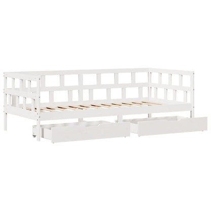 Sofá-cama c/ gavetas 90x200cm madeira de pinho maciça branco