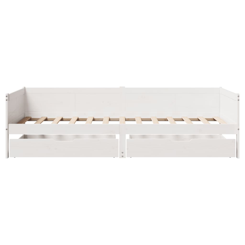 Sofá-cama c/ gavetas 90x190 cm madeira de pinho maciça branco