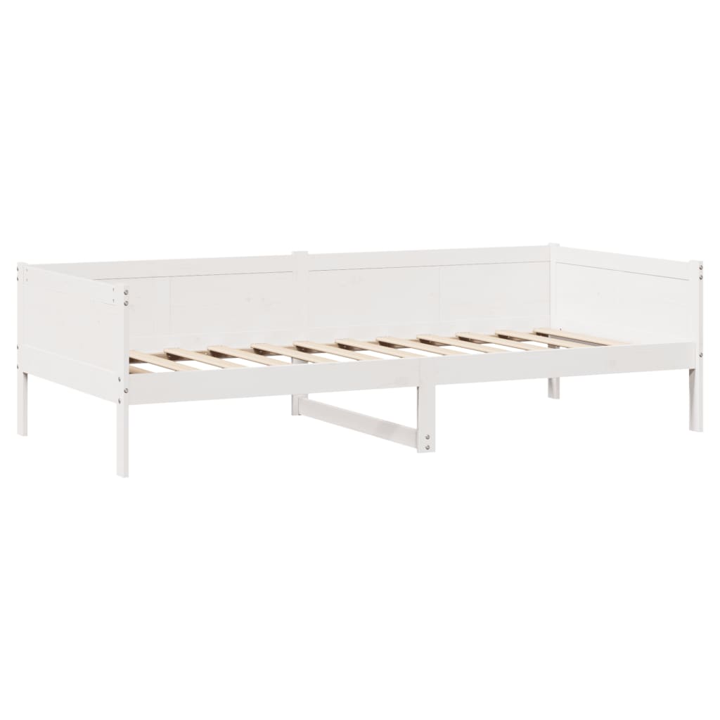 Sofá-cama c/ gavetas 90x190 cm madeira de pinho maciça branco